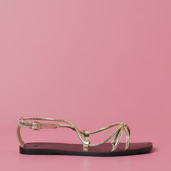 Gold crossover strappy sandals size 7 - Picture 4 of 9